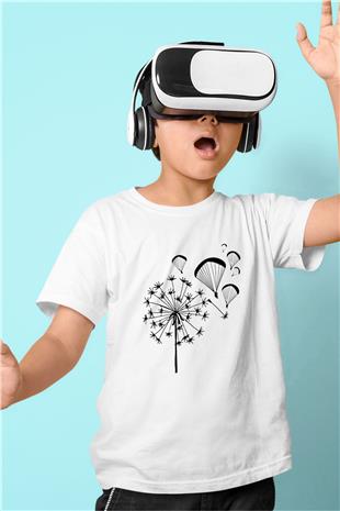 Yamaç Paraşütü Baskılı Unisex Beyaz Çocuk Tişört - Tshirt