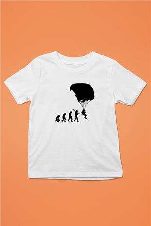 Yamaç Paraşütü Baskılı Unisex Beyaz Çocuk Tişört - Tshirt