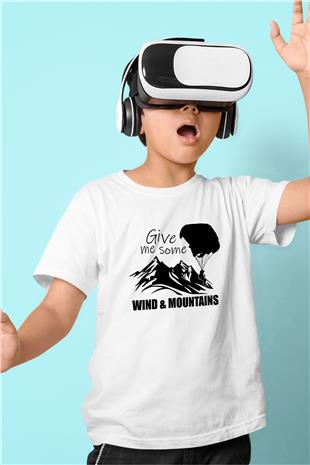 Yamaç Paraşütü Baskılı Unisex Beyaz Çocuk Tişört - Tshirt