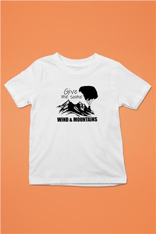 Yamaç Paraşütü Baskılı Unisex Beyaz Çocuk Tişört - Tshirt