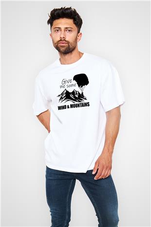 Yamaç Paraşütü Baskılı Unisex Beyaz Oversize Tişört - Tshirt
