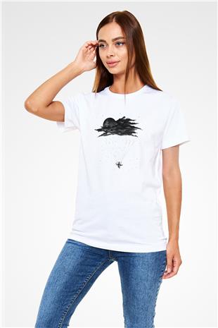 Yamaç Paraşütü Baskılı Unisex Beyaz Tişört - Tshirt