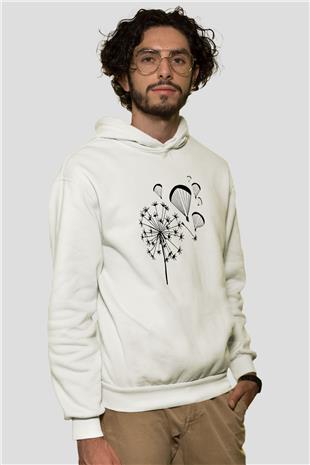 Yamaç Paraşütü Baskılı Unisex Ekru Hoodie