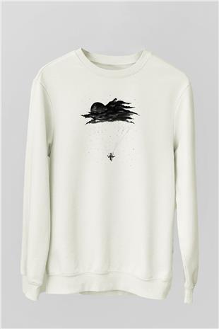 Yamaç Paraşütü Baskılı Unisex Ekru Sweatshirt