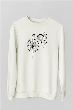 Yamaç Paraşütü Baskılı Unisex Ekru Sweatshirt