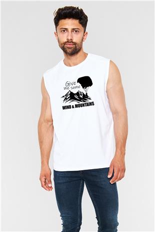 Yamaç Paraşütü Baskılı Unisex Kolsuz Beyaz Tişört