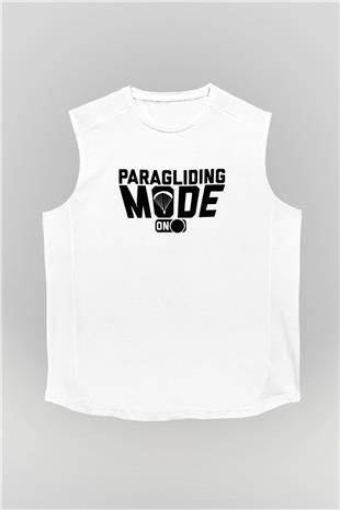 Yamaç Paraşütü Baskılı Unisex Kolsuz Beyaz Tişört
