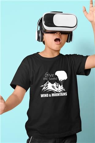 Yamaç Paraşütü - Paragliding Baskılı Unisex Siyah Çocuk Tİşörtü - Tshirt