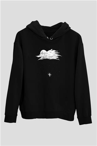 Yamaç Paraşütü - Paragliding Baskılı Unisex Siyah Kapüşonlu Sweatshirt