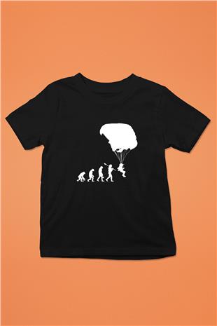 Yamaç Paraşütü - Paragliding Baskılı Unisex Siyah Çocuk Tİşörtü - Tshirt