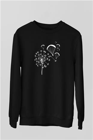 Yamaç Paraşütü - Paragliding Baskılı Unisex Siyah Sweatshirt
