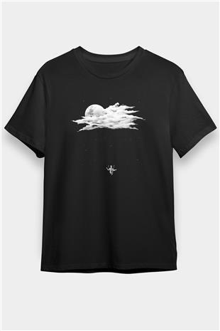 Yamaç Paraşütü - Paragliding Baskılı Unisex Siyah Tişört - Tshirt