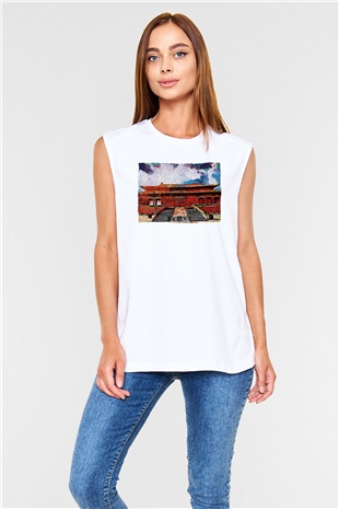 Yasak Şehir Beyaz Unisex Kolsuz Tişört