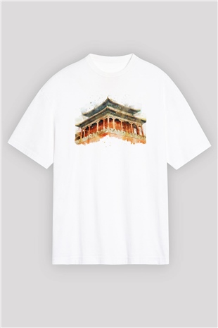 Yasak Şehir Beyaz Oversize Tişört Oversize T-shirt - TişörtFabrikası