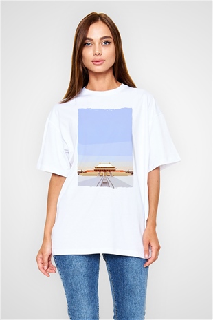 Yasak Şehir Beyaz Oversize Tişört Oversize T-shirt - TişörtFabrikası