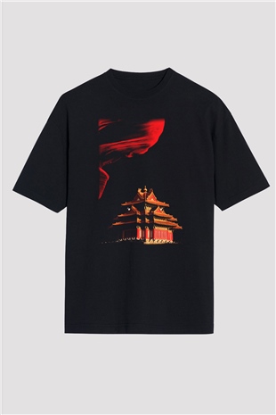 Yasak Şehir Siyah Unisex Oversize Tişört T-Shirt