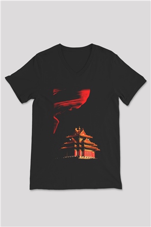 Yasak Şehir Siyah Unisex V Yaka Tişört T-Shirt