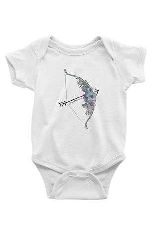 Yay Burcu Baskılı Beyaz Unisex Bebek Body - Zıbın