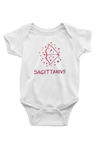 Yay Burcu Baskılı Beyaz Unisex Bebek Body - Zıbın