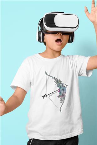 Yay Burcu Baskılı Beyaz Unisex Beyaz Çocuk Tişört - Tshirt