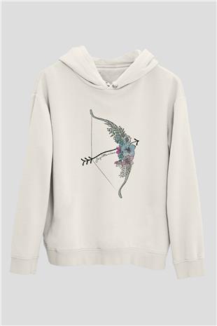 Yay Burcu Baskılı Beyaz Unisex Hoodie