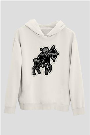Yay Burcu Baskılı Beyaz Unisex Hoodie