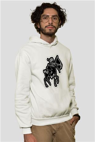 Yay Burcu Baskılı Beyaz Unisex Hoodie