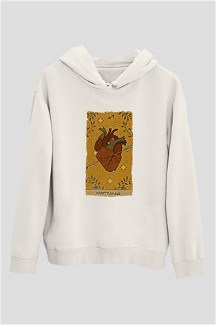Yay Burcu Baskılı Beyaz Unisex Hoodie