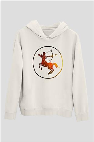 Yay Burcu Baskılı Beyaz Unisex Hoodie
