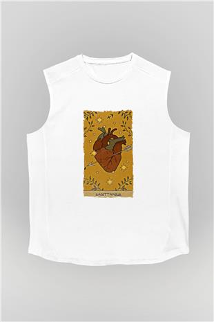 Yay Burcu Baskılı Beyaz Unisex Kolsuz Tişört - Tshirt