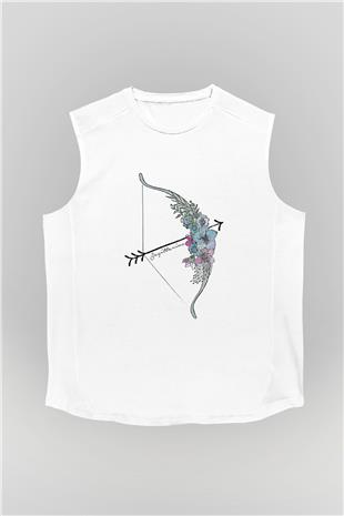 Yay Burcu Baskılı Beyaz Unisex Kolsuz Tişört - Tshirt