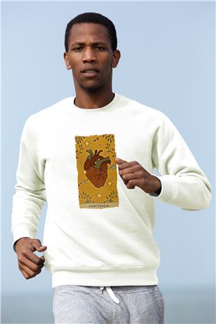 Yay Burcu Baskılı Beyaz Unisex Sweatshirt