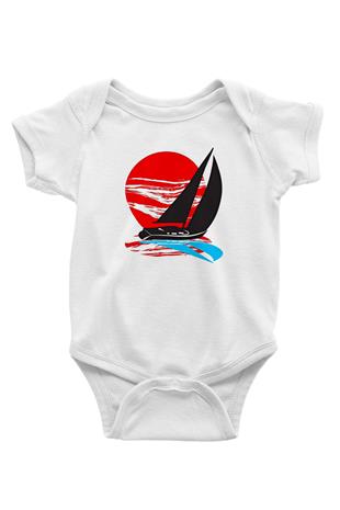 Yelken Baskılı Beyaz Bebek Body - Zıbın