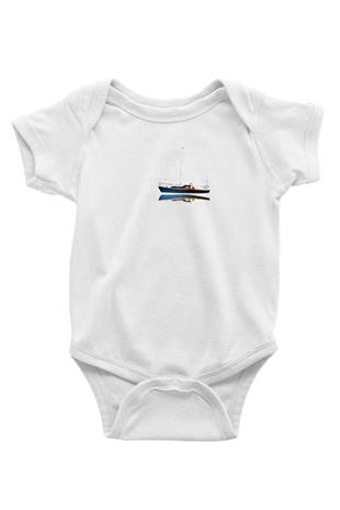 Yelken Baskılı Beyaz Bebek Body - Zıbın