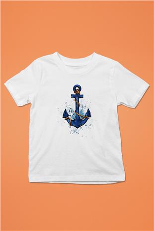 Yelken Baskılı Unisex Beyaz Çocuk Tişört - Tshirt