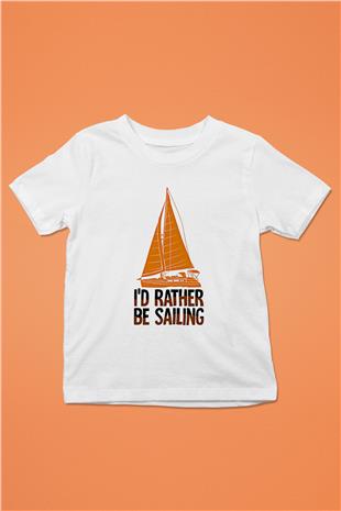 Yelken Baskılı Unisex Beyaz Çocuk Tişört - Tshirt
