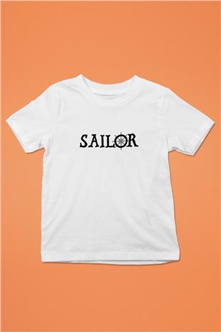 Yelken Baskılı Unisex Beyaz Çocuk Tişört - Tshirt