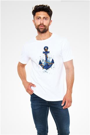 Yelken Baskılı Unisex Beyaz Tişört - Tshirt