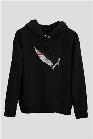 Yelken - Sail Baskılı Unisex Siyah Kapüşonlu Sweatshirt