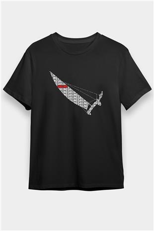 Yelken - Sail Baskılı Unisex Siyah Tişört - Tshirt