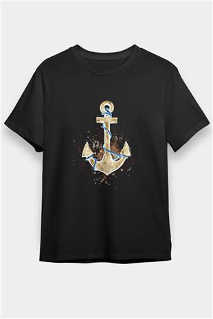 Yelken - Sail Baskılı Unisex Siyah Tişört - Tshirt