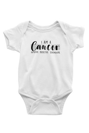 Yengeç Burcu Baskılı Beyaz Unisex Bebek Body - Zıbın