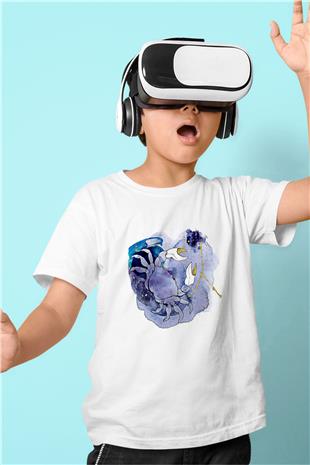 Yengeç Burcu Baskılı Beyaz Unisex Beyaz Çocuk Tişört - Tshirt