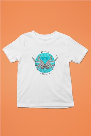 Yengeç Burcu Baskılı Beyaz Unisex Beyaz Çocuk Tişört - Tshirt