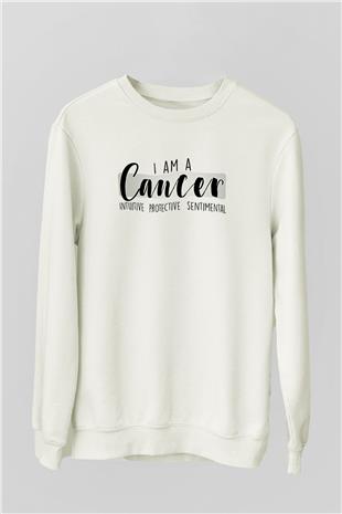 Yengeç Burcu Baskılı Beyaz Unisex Sweatshirt