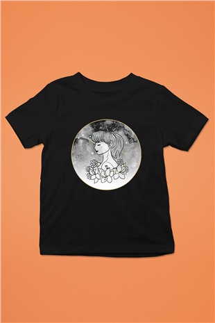 Yengeç Burcu Baskılı Unisex Siyah Çocuk Tişört - Tshirt