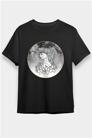 Yengeç Burcu Baskılı Unisex Siyah Tişört - Tshirt