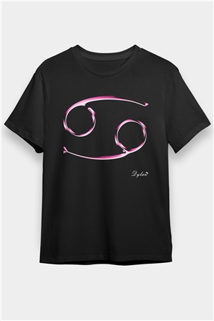 Yengeç Burcu Baskılı Unisex Siyah Tişört - Tshirt