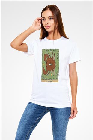 Yengeç Burcu Unisex Baskılı Beyaz Tişört - Tshirt