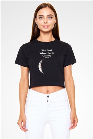Yer yüzü Siyah  Crop Top Tişört